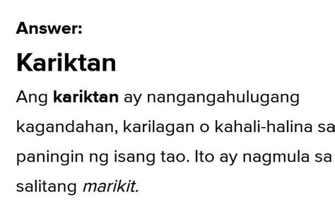 kariktan|KARIKTAN: Definition of the Tagalog word kariktan in English..